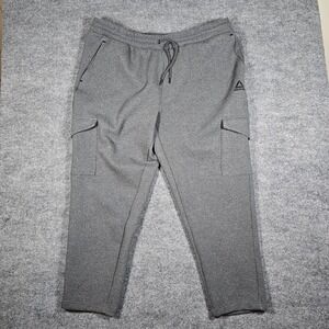 Reebok Mens Cargo Jogger Pants Gray Fleece Lined Stretch 3XL REM233PA10